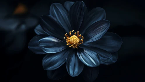 Nocturnal Dahlia Specimen with Aurulent Stamen Morphology.