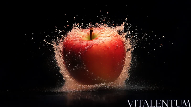 Juicy red apple bursting with sparkling water energy.
