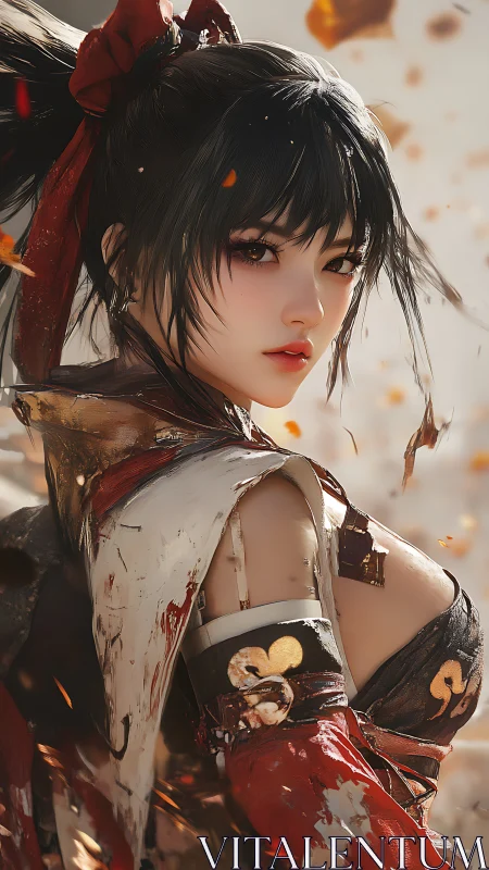 Battle-scarred shrine warrior turns autumn embers into armor