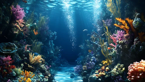 Sunlit coral canyon reveals a vibrant underwater sanctuary