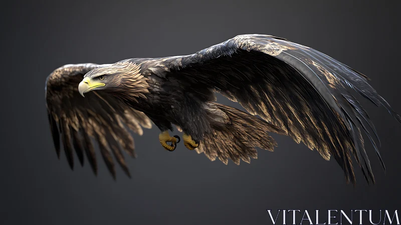 Majestic Eagle in Flight, Hyper-Realistic Digital Art Style.