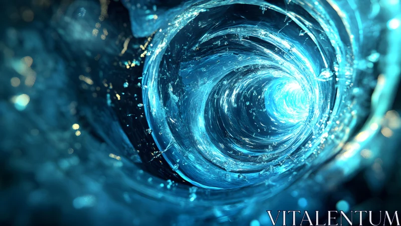Vivid Abstract Water Vortex with Blue Light and Dynamic Motion.