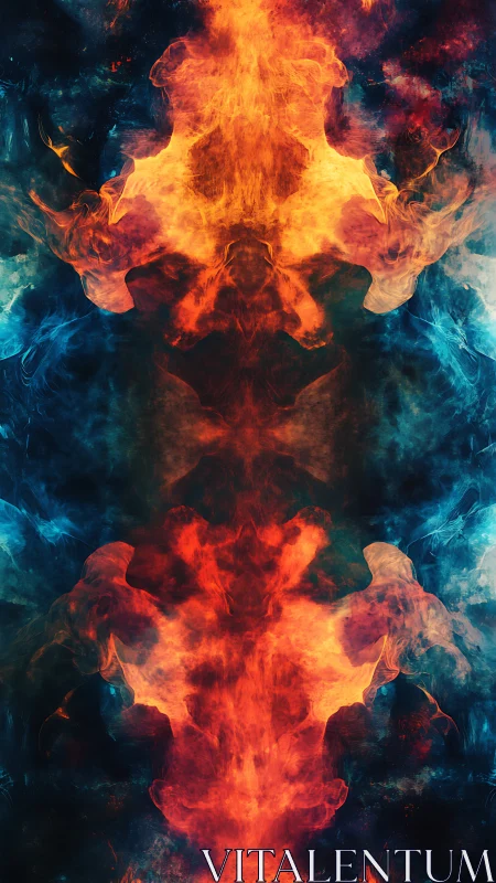 Symmetrical Fire and Ice Abstract Composition