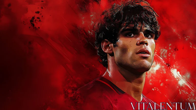 Digital portrait of male athlete with intense red abstract backdrop