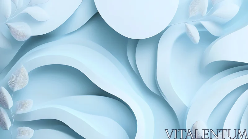 Layered pale blue paper relief forms create soft sculptural depth
