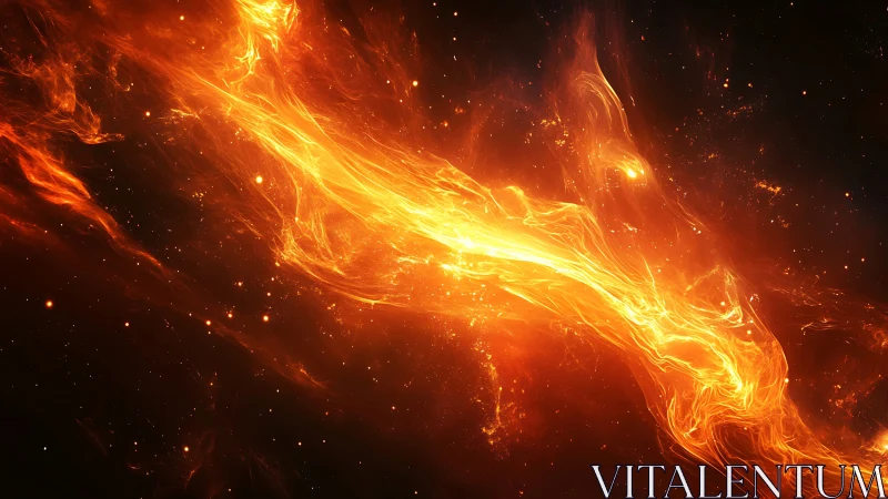 Luminous orange plasma streams with swirling energy patterns on dark background