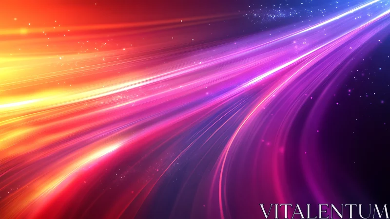 Multicolored diagonal light streaks traverse a dark field