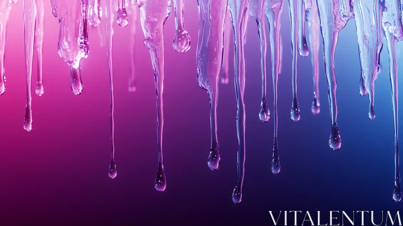 Translucent drips fall against vibrant pink blue gradient