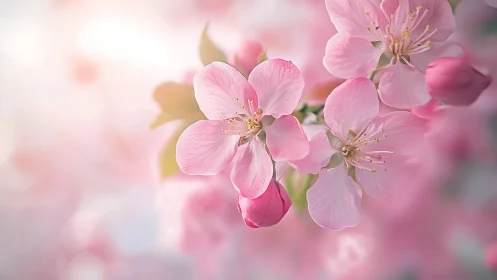 Pink blossoms in shallow focus with delicate translucent petals.