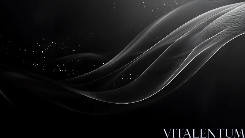 Monochrome abstract waves with dispersed particle elements.