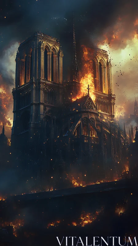 Gothic Cathedral Engulfed in Catastrophic Fire