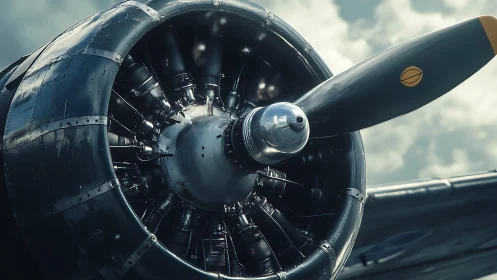 Radial aircraft engine captured in hyper-detailed close-up