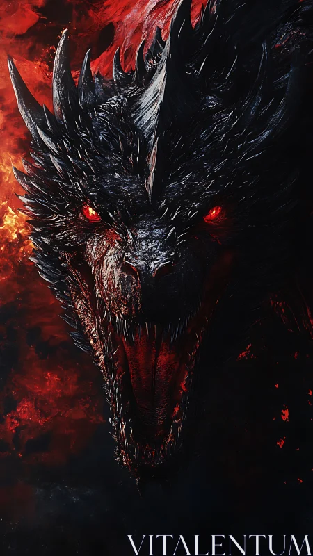 Infernal dreadwyrm roars from molten-shadowed oblivion.