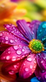 Wet Daisy Petals with Vibrant Multi-Color Blooms