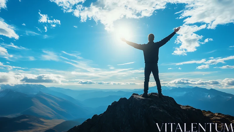 Sky-drunk climber greeting the blazing morning sun.