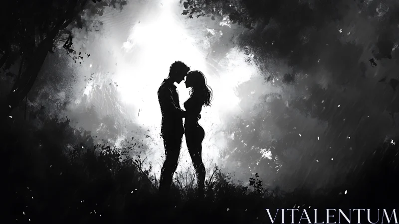 Two souls kindle beneath celestial awakening.