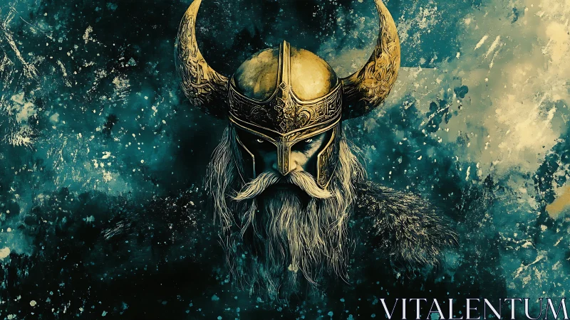 Storm-forged Viking warlord crowned in splintered starlight.