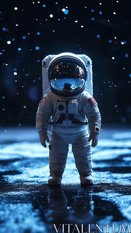 Curious astronaut exploring a dreamy starlit world.