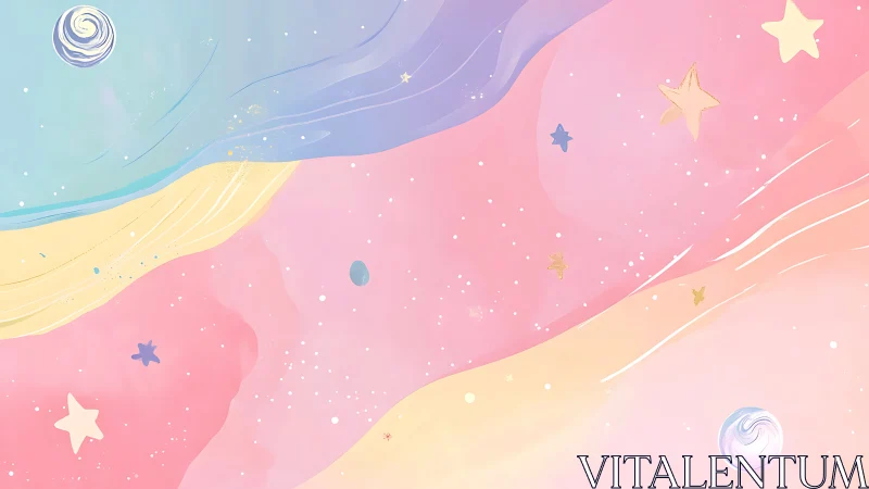 Chromatic pastel nebula with drifting starfield vectors.