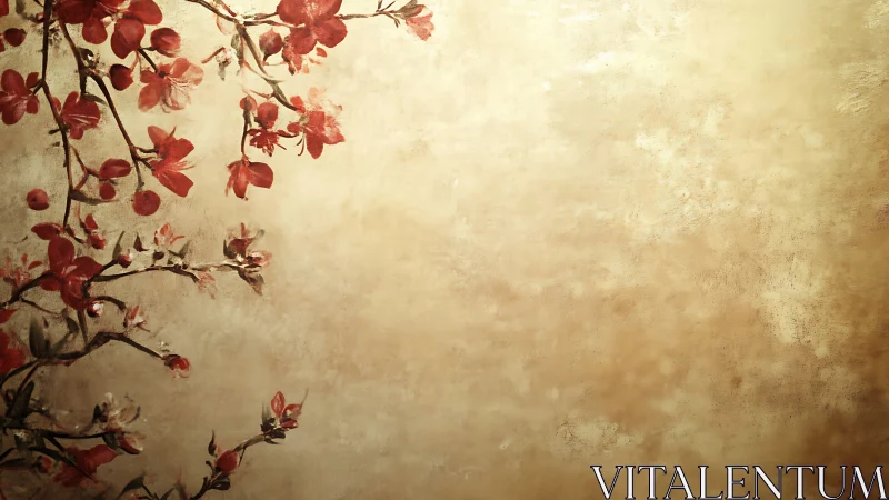 Vintage Floral Composition with Crimson Branches.