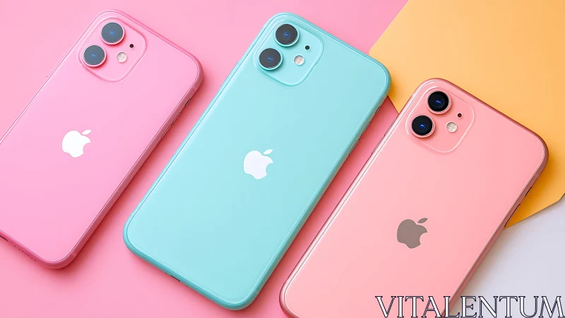 Chromatic iPhone Trio Dances Across Gradient Backdrop