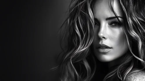 Storm-lit gaze in monochrome, where shadows sculpt beauty.