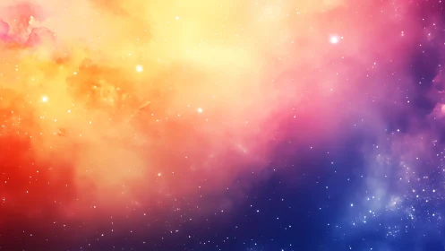 Nebulae paint a sunrise rainbow across the silent cosmos