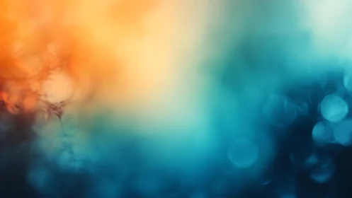Abstract bokeh background with warm orange and cool blue tones.