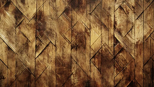 Geometric wooden surface shows intersecting linear engravings