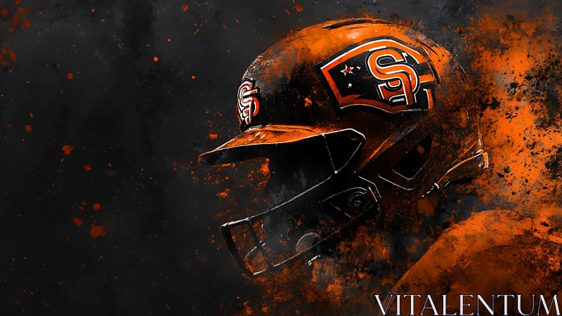 Fiery football helmet glowing with bold game day energy.