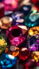 Mixed-color cut gemstones in close macro view arrangement.