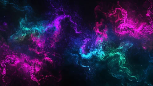 Colored gaseous structures form abstract nebular formations