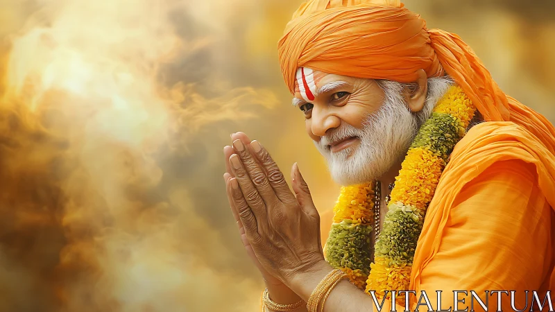 Warm-hearted holy elder sharing a gentle, blessing smile.