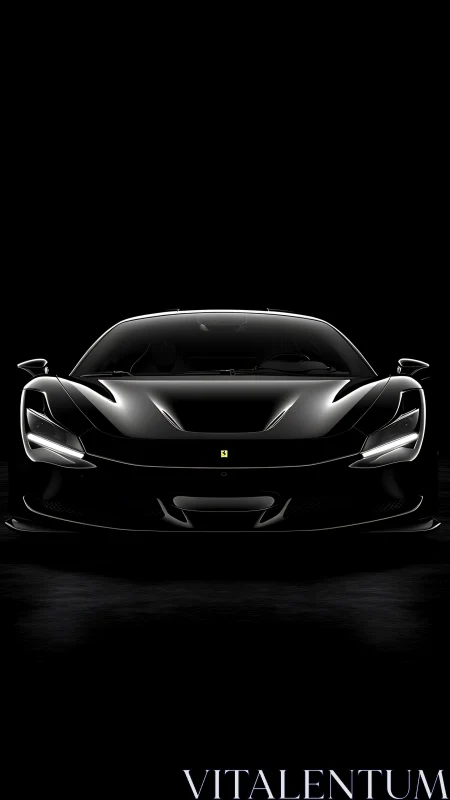Midnight supercar silhouette with glossy front profile.