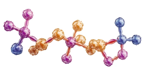 Colorful abstract molecular structure in digital 3D illustration.