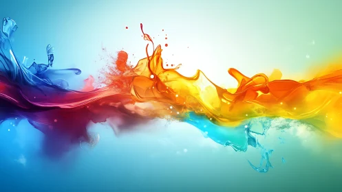 Vibrant liquid color waves collide across a bright sky