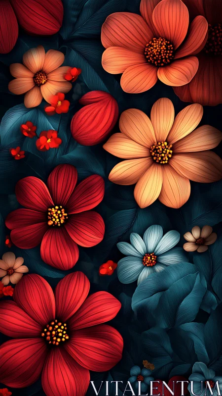 Radiant Blooms Dance in Midnight Contrast.