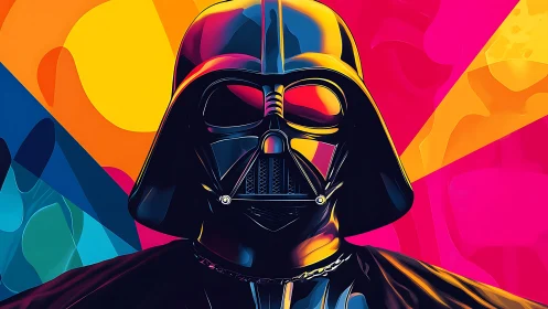 Bold sci fi helmet portrait on vivid neon color backdrop.