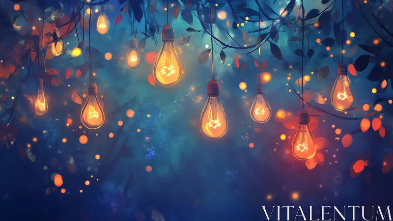 Dreamy forest lights drifting through a twilight canopy.