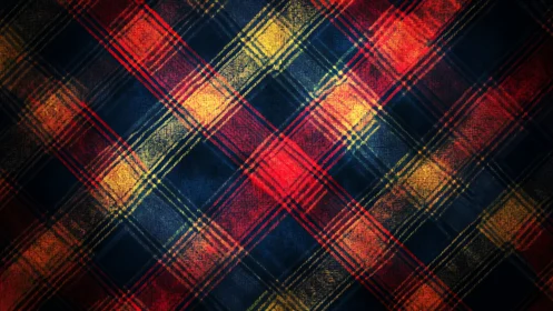 Warm tartan pattern glows with cozy reds, golds and navy