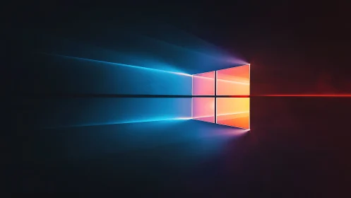 Color-split glowing window casting light into the dark.