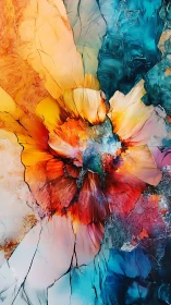 Exploding abstract flower reveals molten core and fractured glass