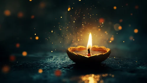 Golden Diya Flame: A Moment of Warmth and Light.