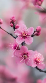 Pink Plum Blossoms Burst Into Spring Glory