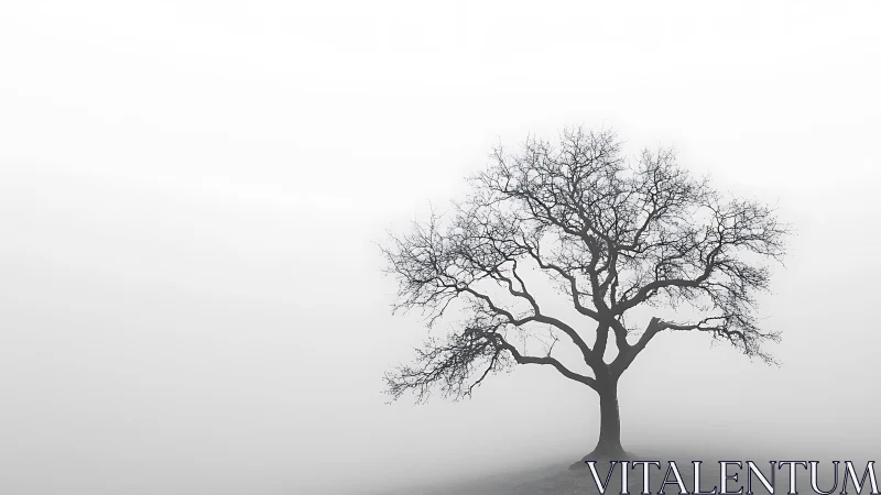 Quiet winter tree stands gently wrapped in soft morning fog