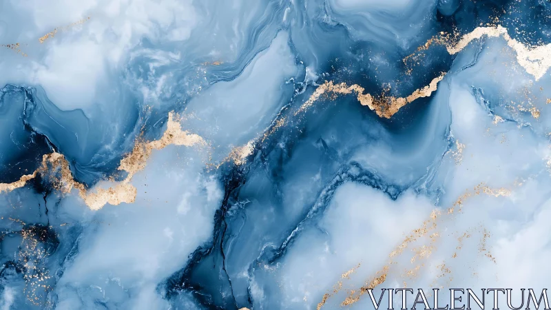 Elegant Blue Marble Abstract with Gold Veins, Modern Art Design.