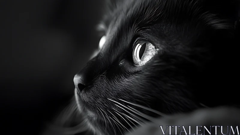 Black Cat Portrait Study in Monochromatic Lighting