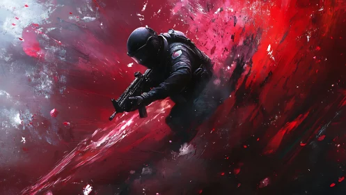 Shockwave soldier diving through crimson stormfire.