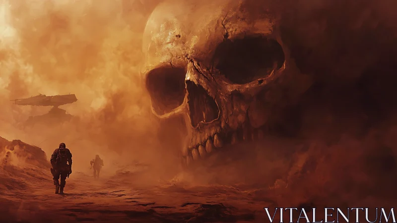 Colossal skull structure dominates a dust-filled wasteland