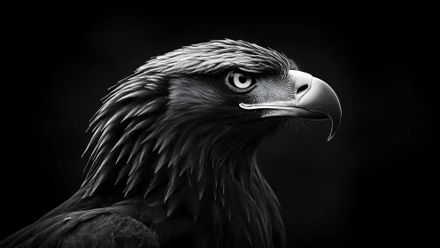 Majestic Eagle Portrait in Dramatic Black and White Photorealism.